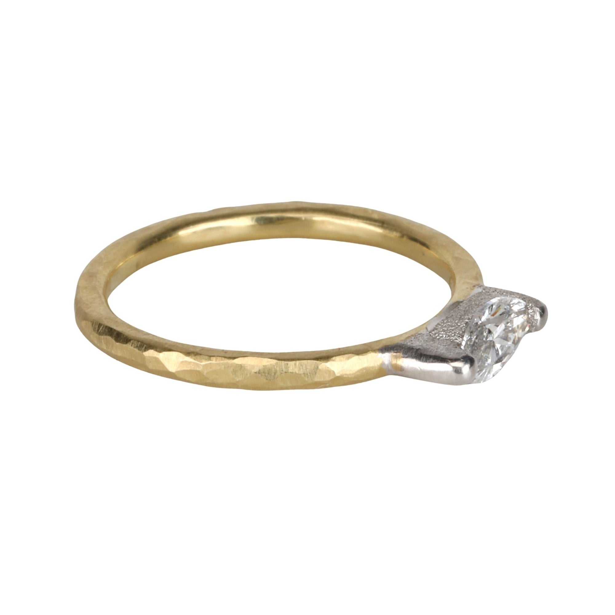18K &amp; Platinum Horizontal Set Marquise Diamond Ring - Peridot Fine Jewelry - TAP by Todd Pownell