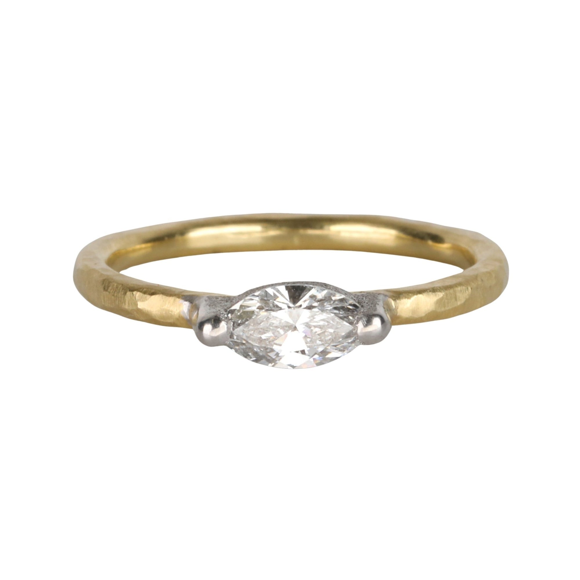 18K &amp; Platinum Horizontal Set Marquise Diamond Ring - Peridot Fine Jewelry - TAP by Todd Pownell