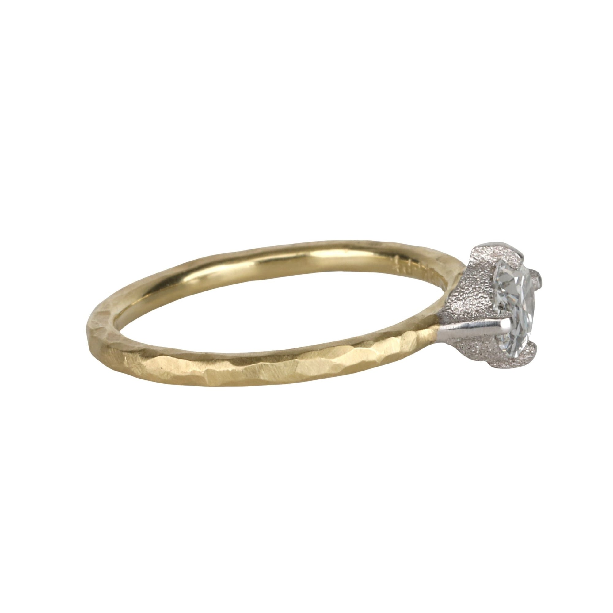 18K &amp; Platinum Horizontal Set Oval Diamond Ring - Peridot Fine Jewelry - TAP by Todd Pownell