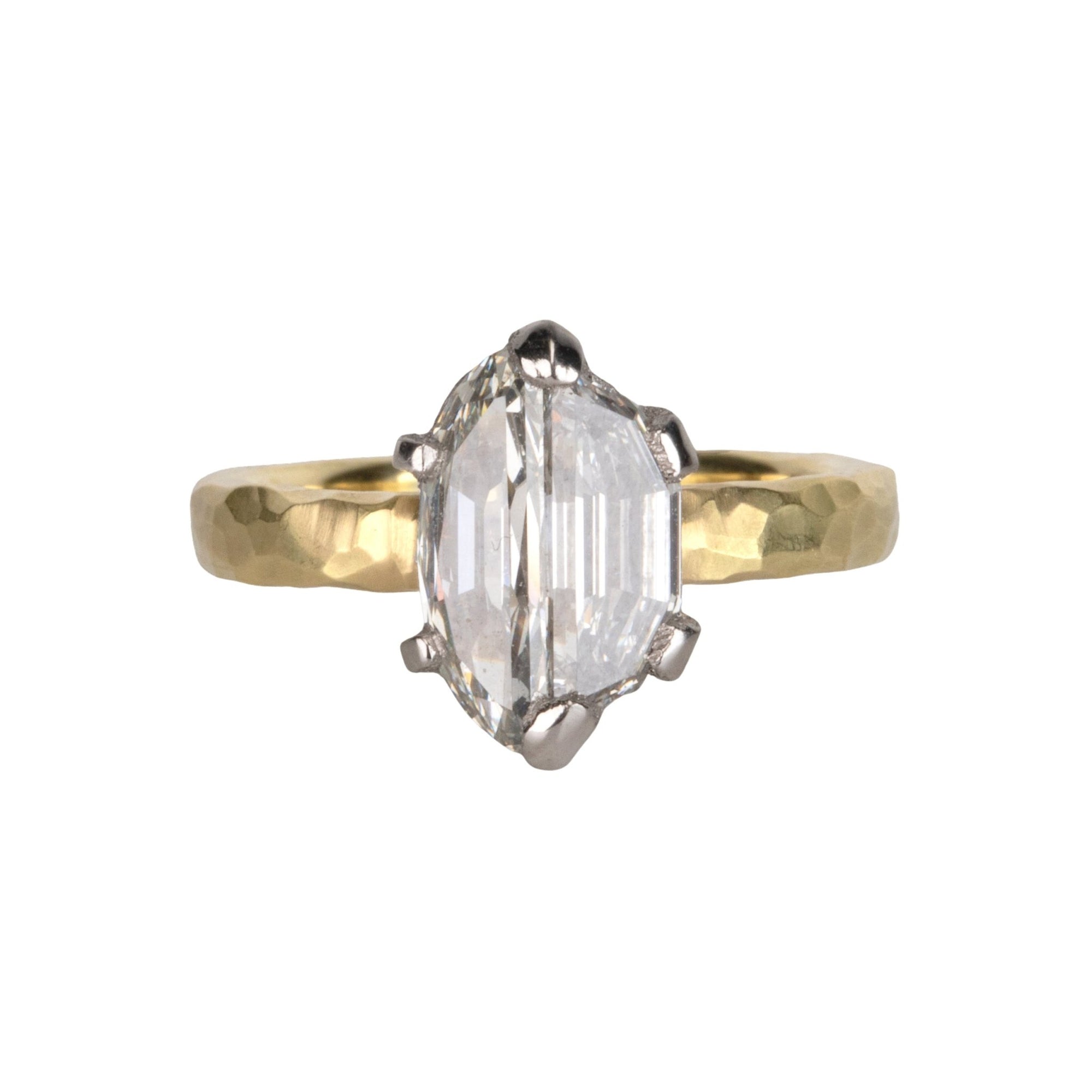 18K &amp; Platinum Two Half Moon Step - Cut Diamond Ring ~2ct - Peridot Fine Jewelry - TAP by Todd Pownell