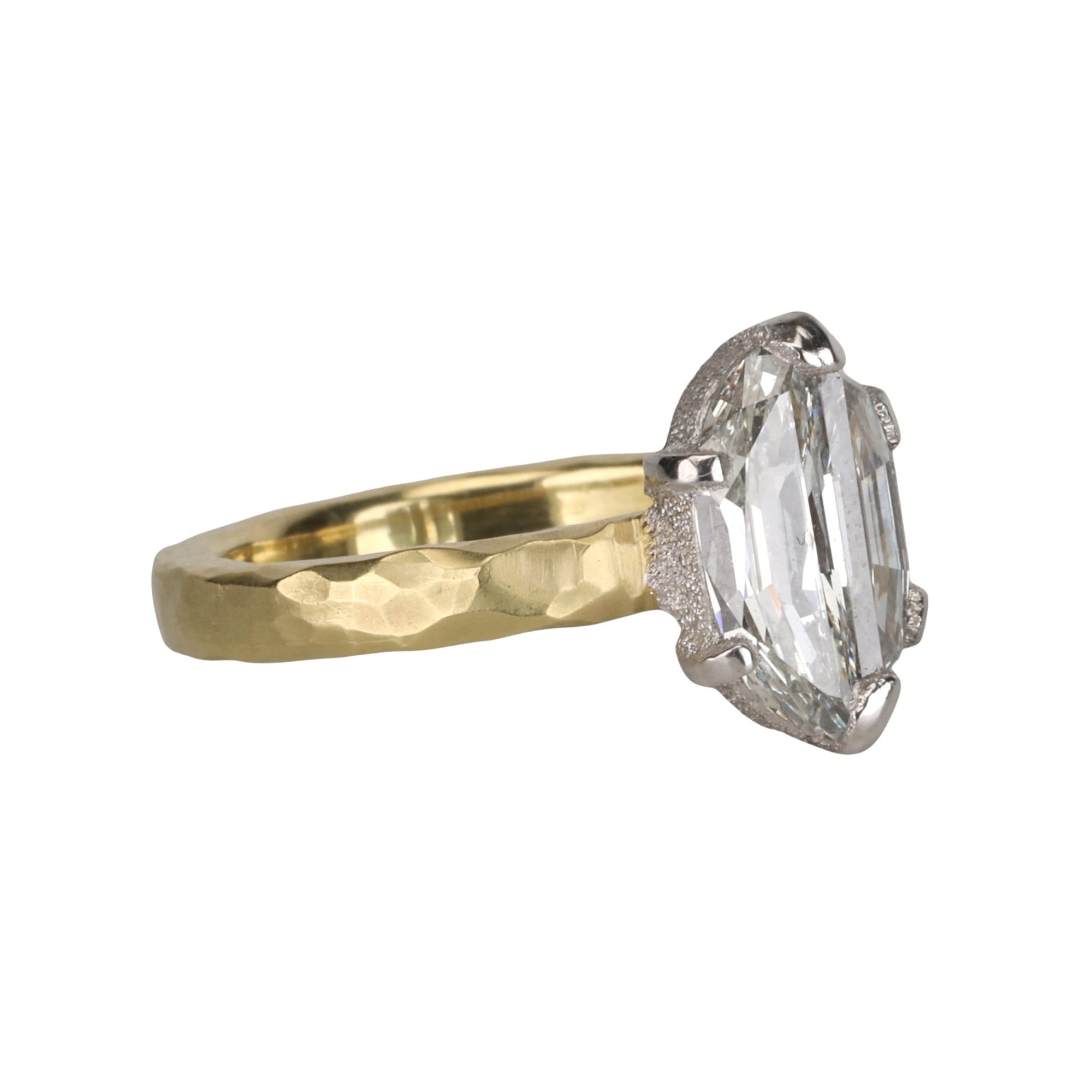 18K &amp; Platinum Two Half Moon Step - Cut Diamond Ring ~2ct - Peridot Fine Jewelry - TAP by Todd Pownell