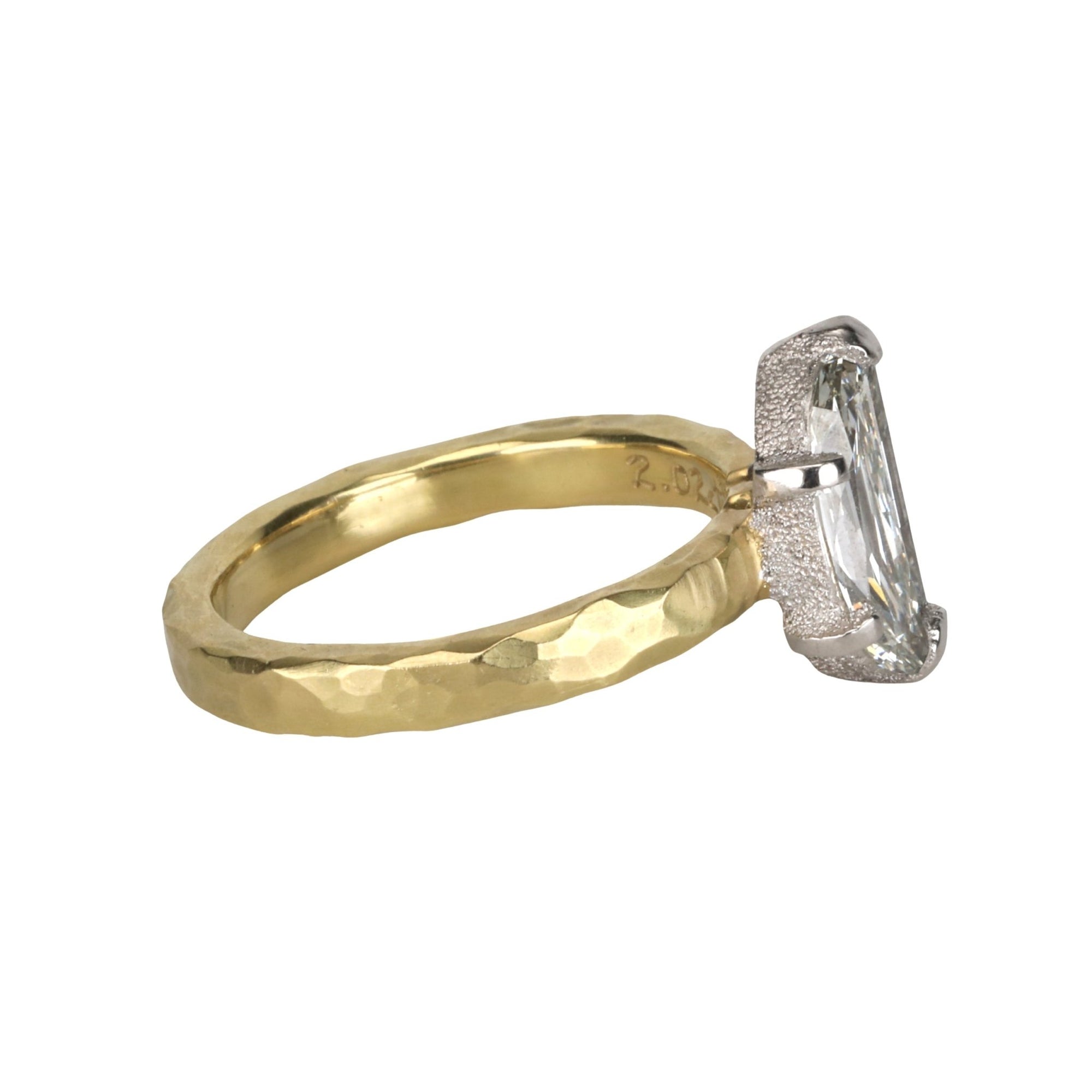 18K &amp; Platinum Two Half Moon Step - Cut Diamond Ring ~2ct - Peridot Fine Jewelry - TAP by Todd Pownell