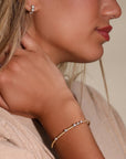 18K & Platinum Two Tone "Constellation" Plie Bangle with Five Scattered Diamonds - Peridot Fine Jewelry - Jade Trau