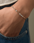 18K & Platinum Two Tone "Constellation" Plie Bangle with Five Scattered Diamonds - Peridot Fine Jewelry - Jade Trau