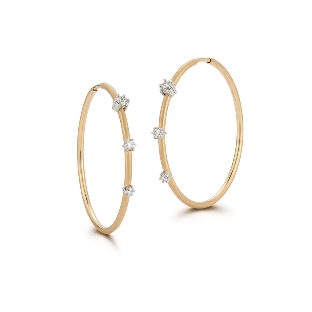 18K &amp; Platinum Two-Tone Small "Penelope Plie" Diamond Hoop Earrings - Peridot Fine Jewelry - Jade Trau