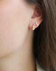 18K "Poppy" Diamond Huggie Hoop Earrings - Peridot Fine Jewelry - Jade Trau