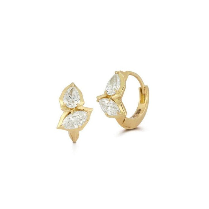 18K "Poppy" Diamond Huggie Hoop Earrings - Peridot Fine Jewelry - Jade Trau