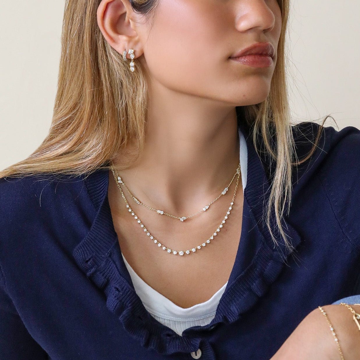 18K "Poppy Single Drop" Diamond Post Earrings - Peridot Fine Jewelry - Jade Trau