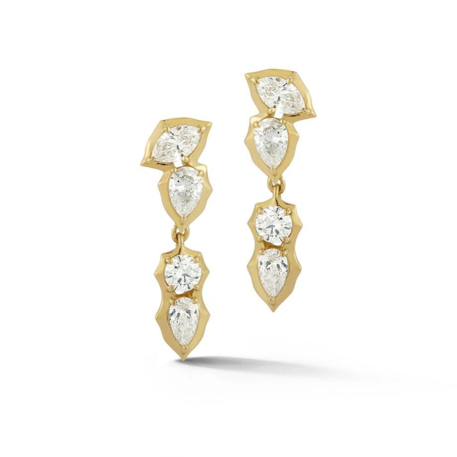 18K &quot;Poppy Single Drop&quot; Diamond Post Earrings - Peridot Fine Jewelry - Jade Trau