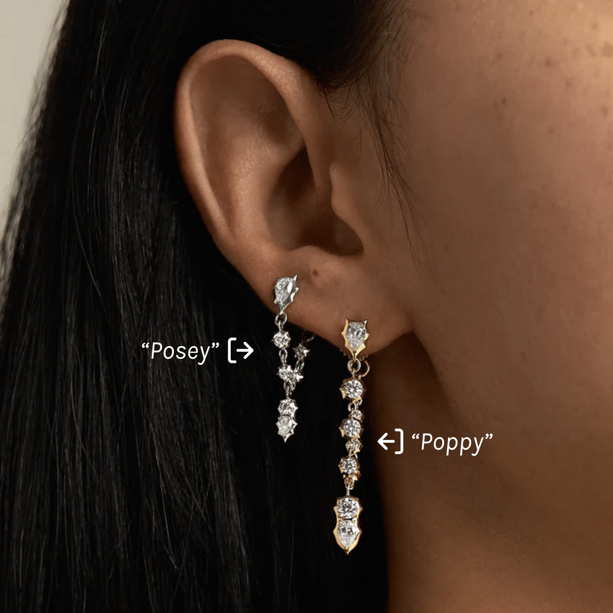 18K "Posey Loop" Diamond Front - to - Back Chain Drop Earrings - Peridot Fine Jewelry - Jade Trau
