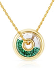 18K "Roda 15" Necklace with Circular "Shake" Pendant with Loose Baguette Emeralds - Peridot Fine Jewelry - Moritz Glik