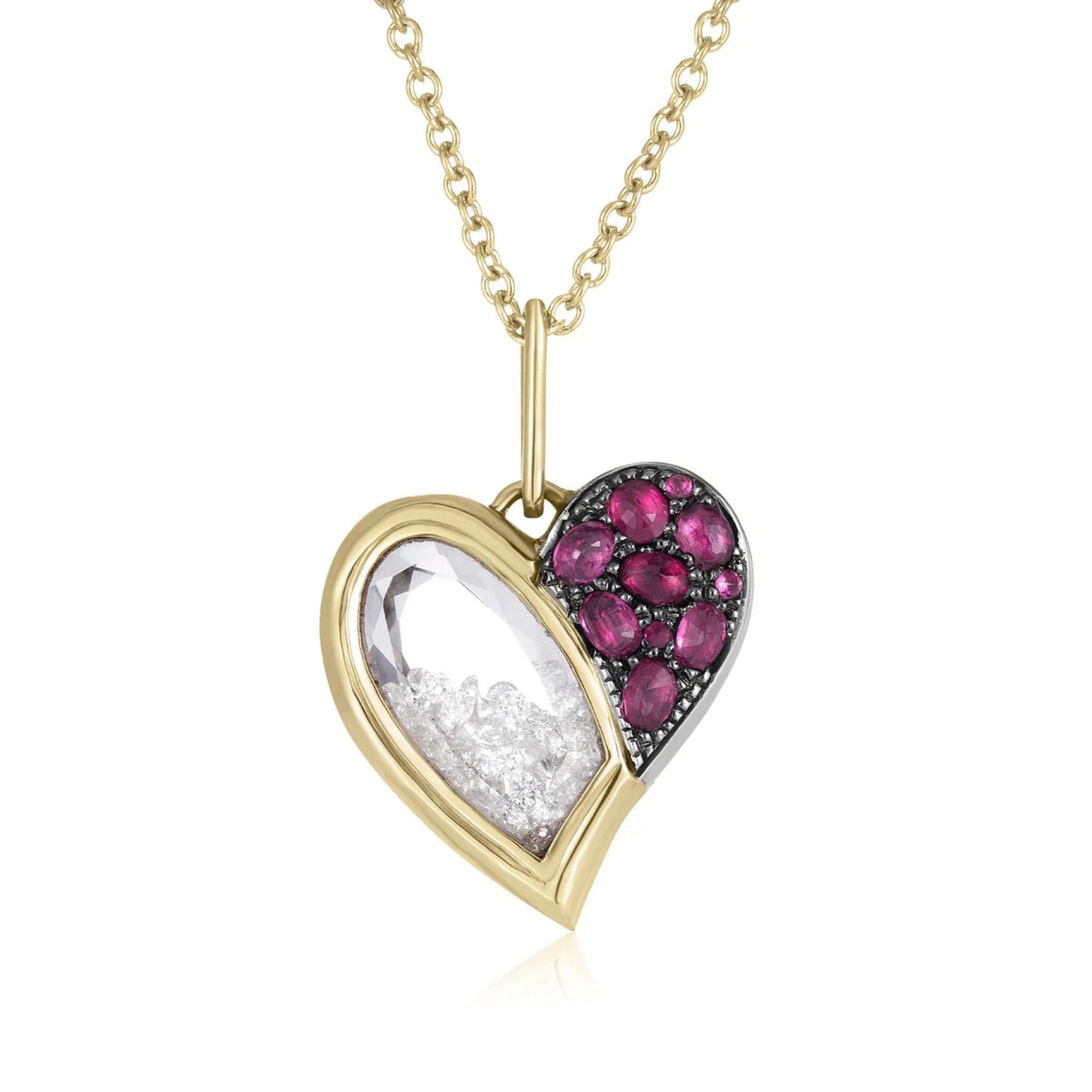 18K &amp; Rosecut Ruby "Afeto Antique" Heart - Shaped "Shake" Pendant Necklace - Peridot Fine Jewelry - Moritz Glik