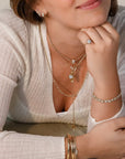 18K Round "Mini Diana" Charm with Cobblestone Pave Diamonds - Peridot Fine Jewelry - Jade Trau