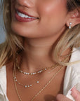 18K Small "Constellation" Necklace with Seven Scattered Diamonds - Peridot Fine Jewelry - Jade Trau
