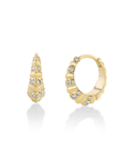 18K Small Fluted "Crescent Pave Stripe" Huggie Hoop Earrings - Peridot Fine Jewelry - Lizzie Mandler