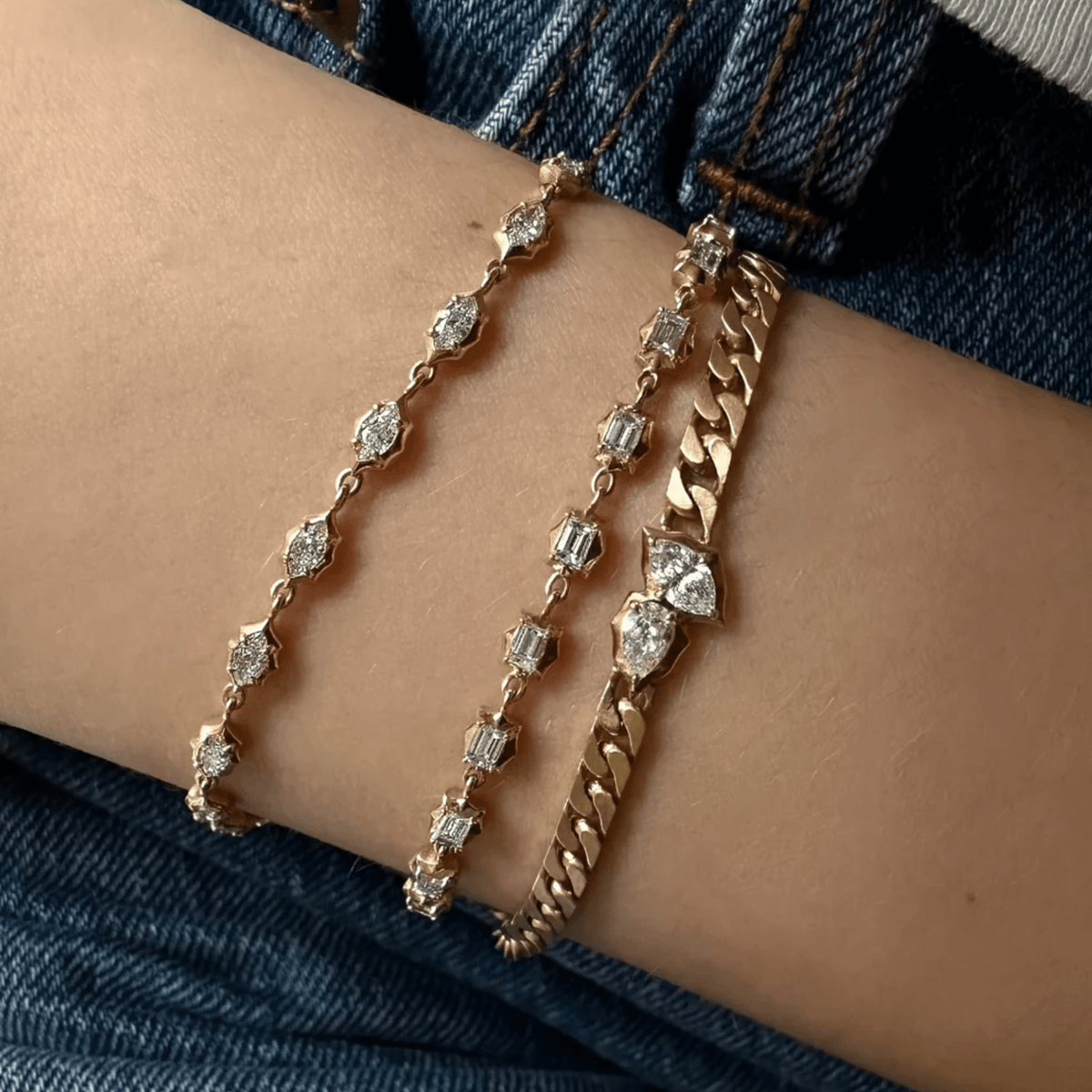 18K Small "Maverick" Tennis-Style Diamond Bracelet - Peridot Fine Jewelry - Jade Trau