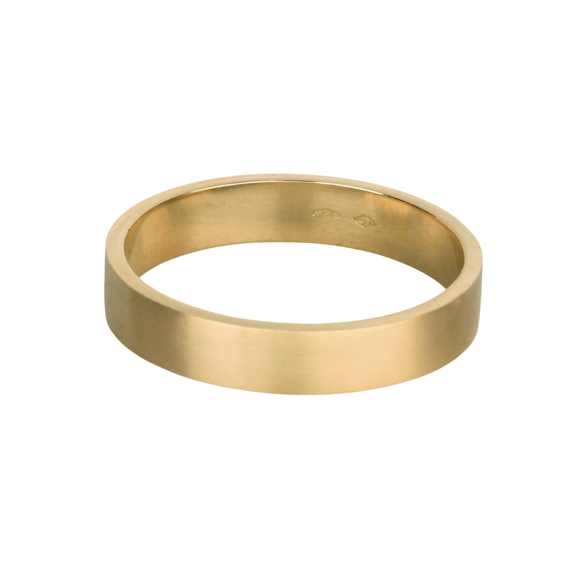 18K Straight Edge Wide Band with Brushed Matte Finish - Peridot Fine Jewelry - Artemer