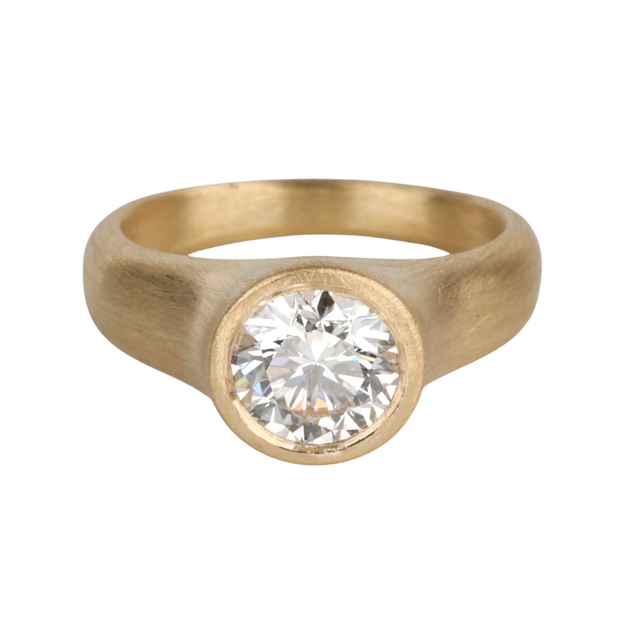 18K Tapered "Zen" Bezel - Set Solitaire Lab Grown Diamond Ring - Peridot Fine Jewelry - Yasuko Azuma