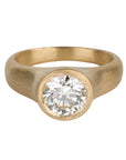 18K Tapered "Zen" Bezel - Set Solitaire Lab Grown Diamond Ring - Peridot Fine Jewelry - Yasuko Azuma