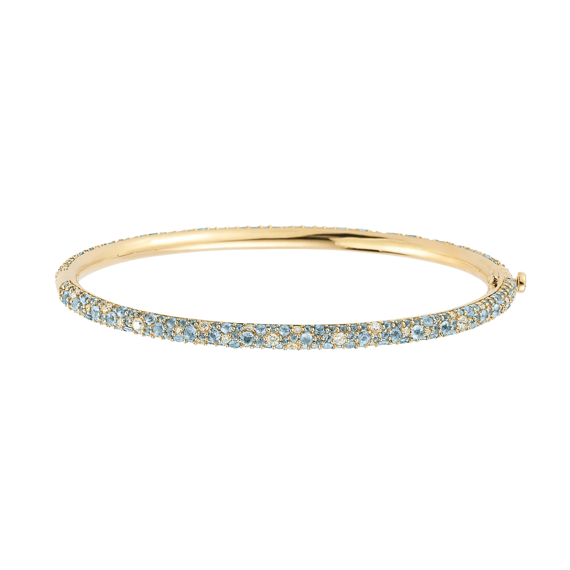 18K "Tidepool Cuff" Hinged Bangle Bracelet with Aquamarines, Blue Topaz and Diamonds - Peridot Fine Jewelry - Renna