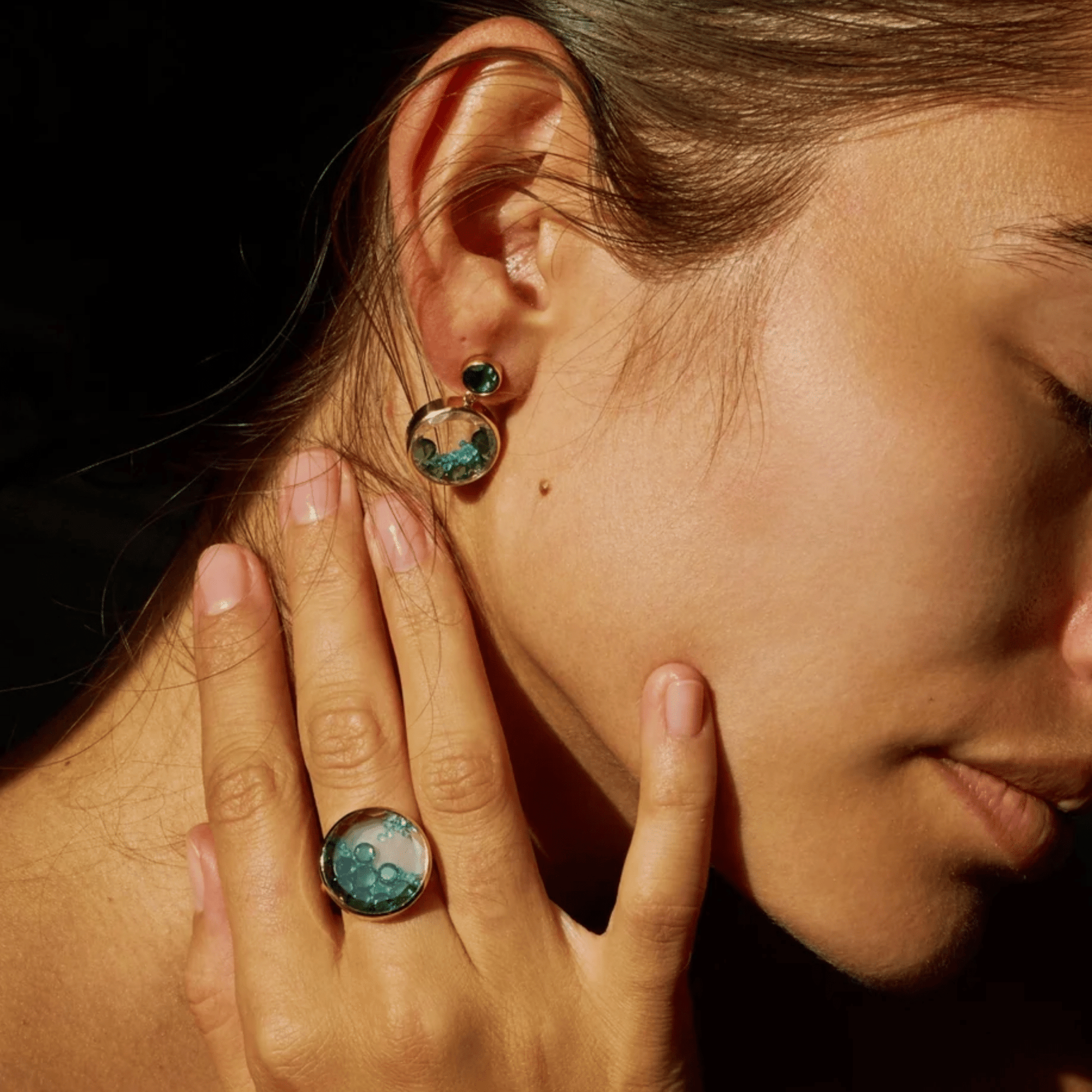 18K & Tourmaline "Matiz" Double Drop "Shaker" Earrings - Peridot Fine Jewelry - Moritz Glik