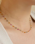 18K Wire Wrapped Necklace with Rainbow Sapphire Briolettes - Peridot Fine Jewelry - Anne Sportun