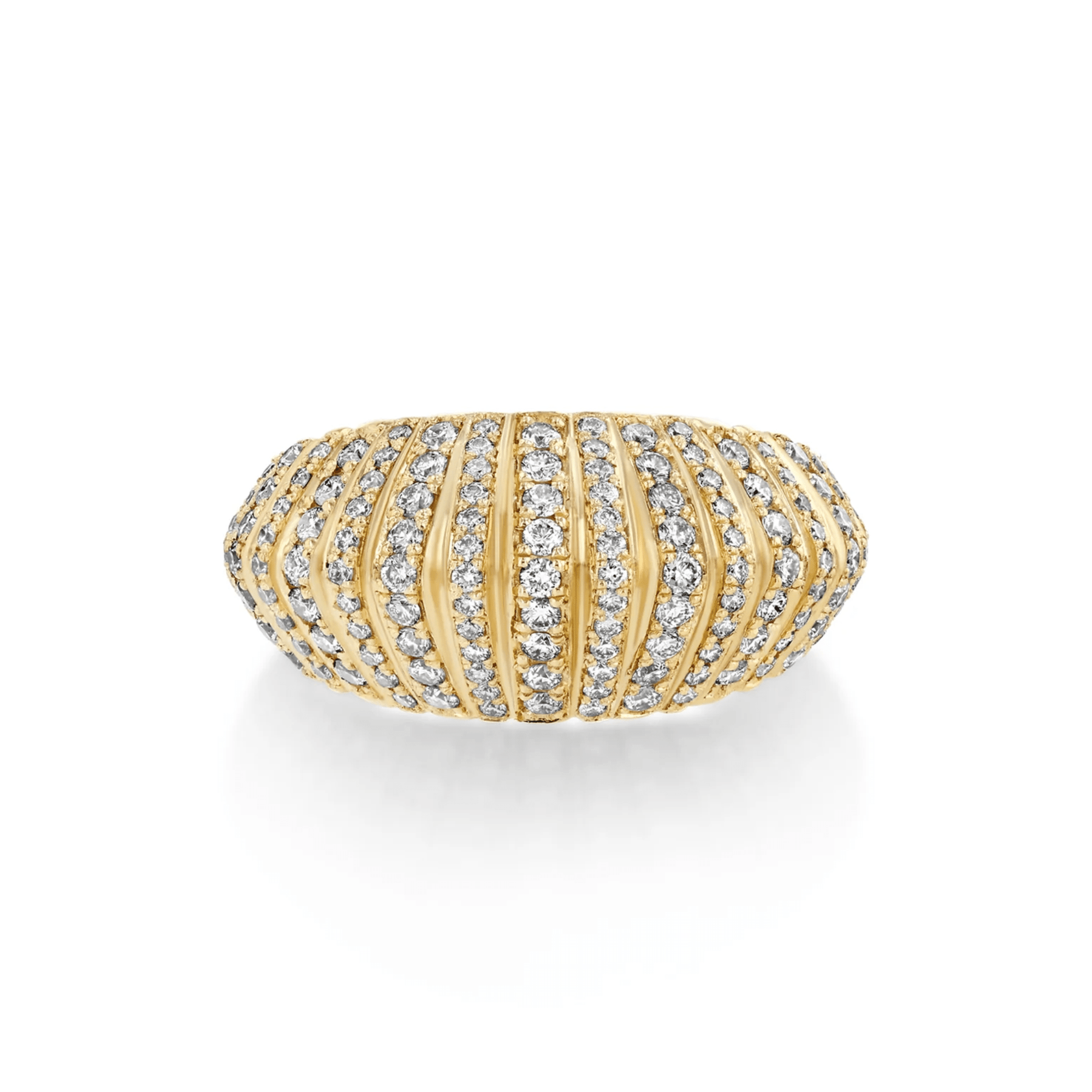 18K "XL Fluted Crescent" Ring with Pave Diamonds - Peridot Fine Jewelry - Lizzie Mandler