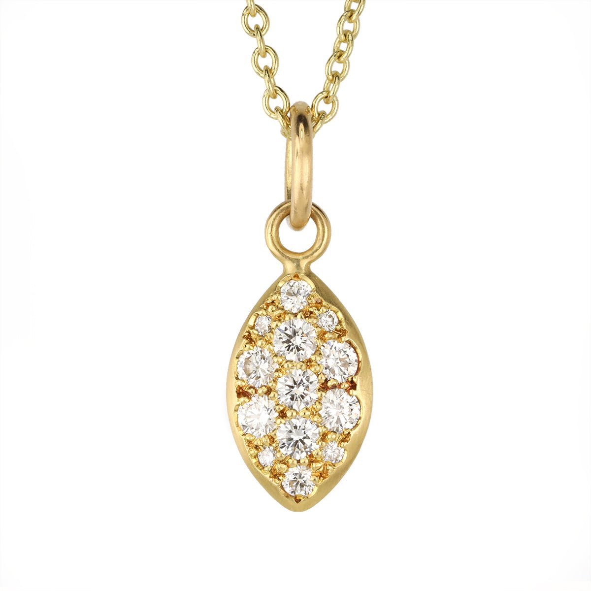 20K Gold and Pave Diamond "Lemon Lentil" Pendant - Peridot Fine Jewelry - Caroline Ellen