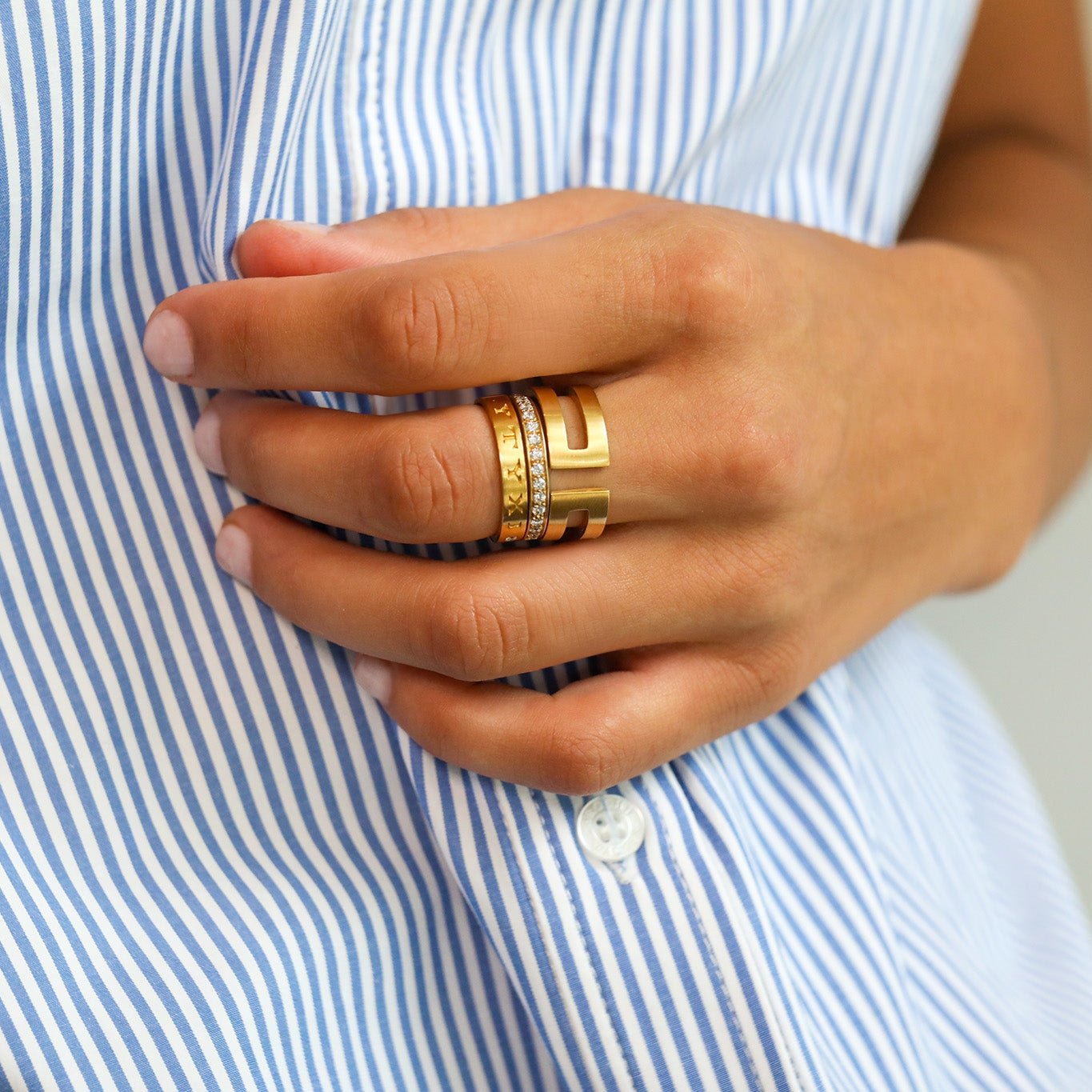 20K Gold "Double" Ring - Peridot Fine Jewelry - Caroline Ellen