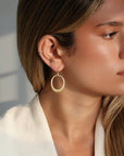 20K Gold Graduated Oval "Doorknocker" Hoop Earrings on Sculptural Pave Diamond Earwires - Peridot Fine Jewelry - Caroline Ellen