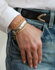 20K Gold Handmade Larger "Mini" Flat Link Bracelet - Peridot Fine Jewelry - Caroline Ellen