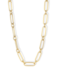 20K Gold Handmade Long Flattened Paperclip Link Necklace - Peridot Fine Jewelry - Caroline Ellen