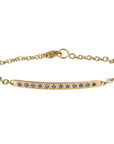 20K Gold Long Star - Set Blue Sapphire Bar Bracelet with 18K Chain - Peridot Fine Jewelry - Caroline Ellen