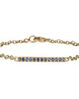 20K Gold Pave Blue Sapphire Bar Bracelet on 18K Chain - Peridot Fine Jewelry - Caroline Ellen