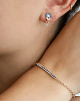 20K Gold Pave Blue Sapphire Bar Bracelet on 18K Chain - Peridot Fine Jewelry - Caroline Ellen
