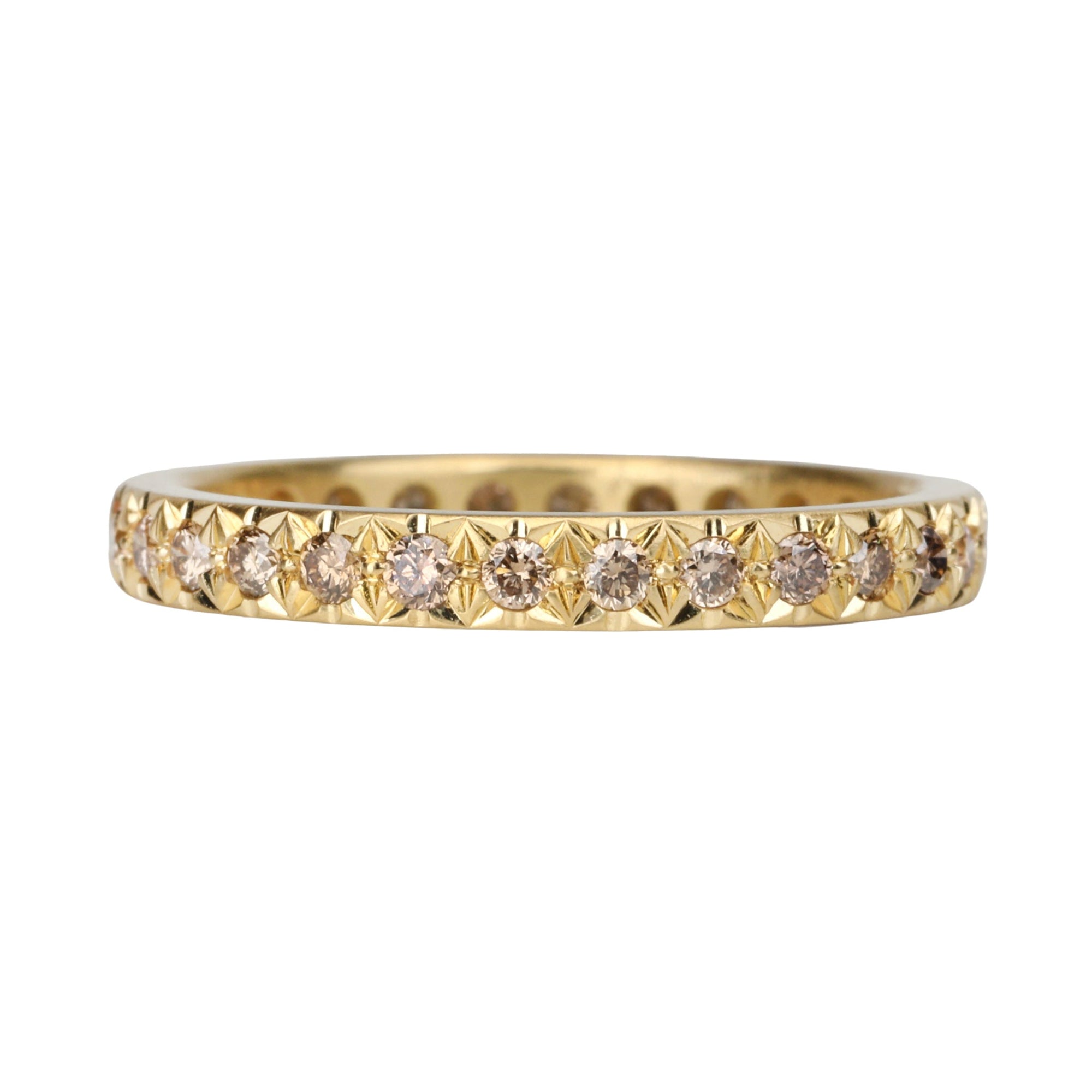 20K Gold Pave Champagne Diamond Ring - Peridot Fine Jewelry - Caroline Ellen