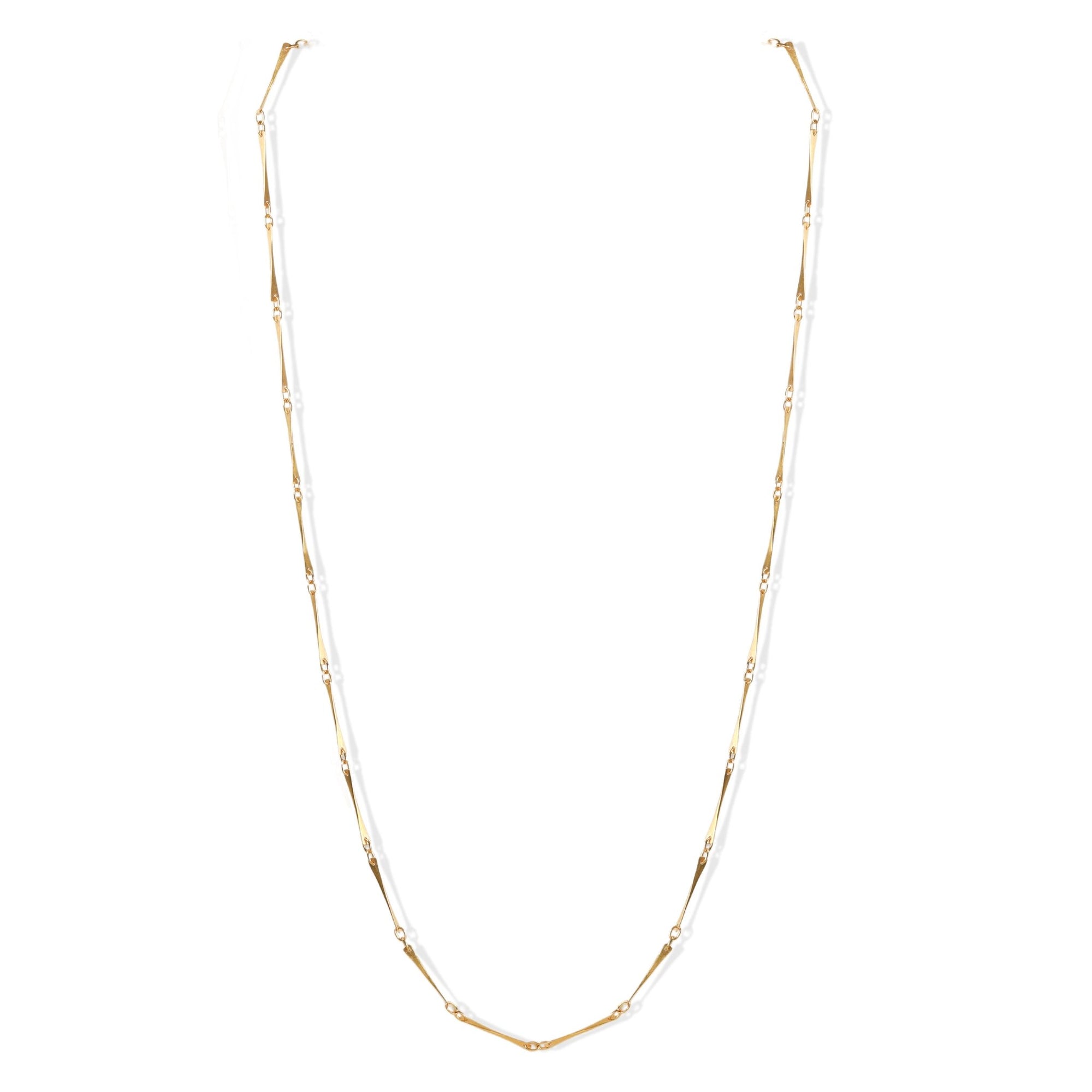 20K Gold &quot;Planished&quot; Link Chain - Peridot Fine Jewelry - Caroline Ellen