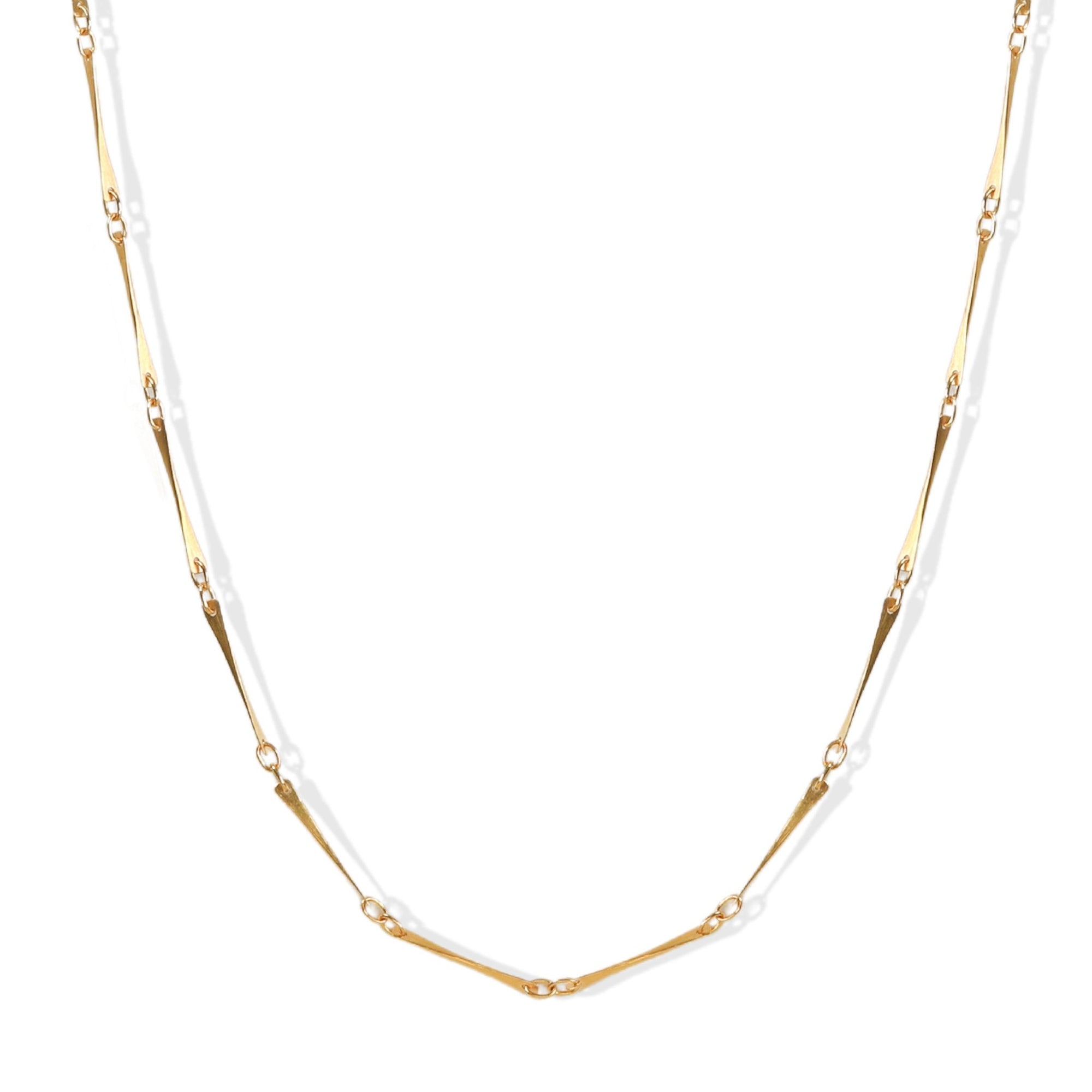 20K Gold &quot;Planished&quot; Link Chain - Peridot Fine Jewelry - Caroline Ellen