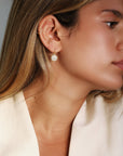20K Gold Round Medium "Lentil" Pave Diamond Earrings - Peridot Fine Jewelry - Caroline Ellen