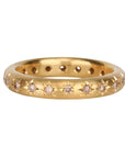 20K Gold Rounded Band with 20 Star - Set Cognac Diamonds - Peridot Fine Jewelry - Caroline Ellen