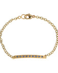 20K Gold Star - Set Blue Sapphire Bar Bracelet on 18K Chain - Peridot Fine Jewelry - Caroline Ellen