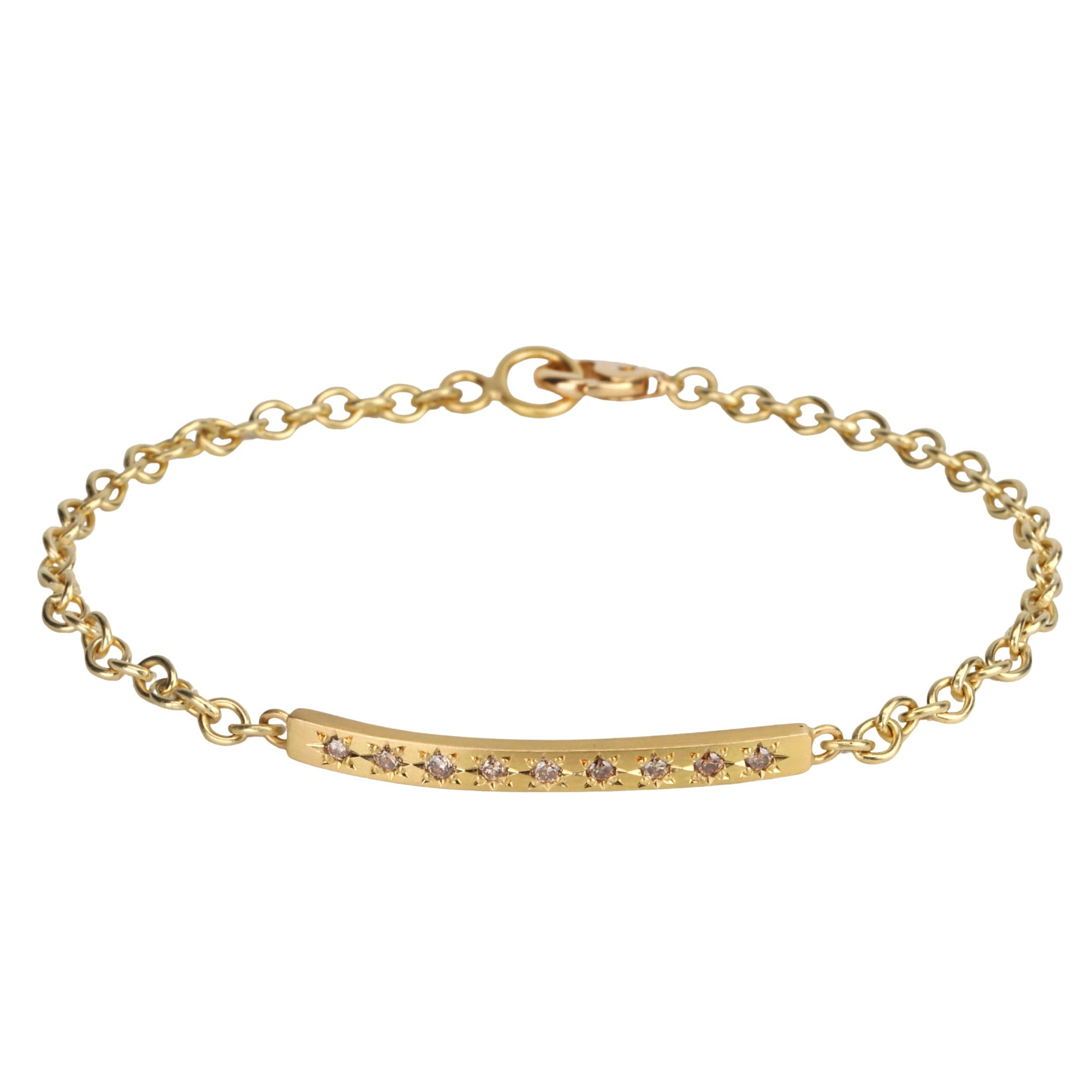 20K Gold Star - Set Cognac Diamond Bar Bracelet - Peridot Fine Jewelry - Caroline Ellen
