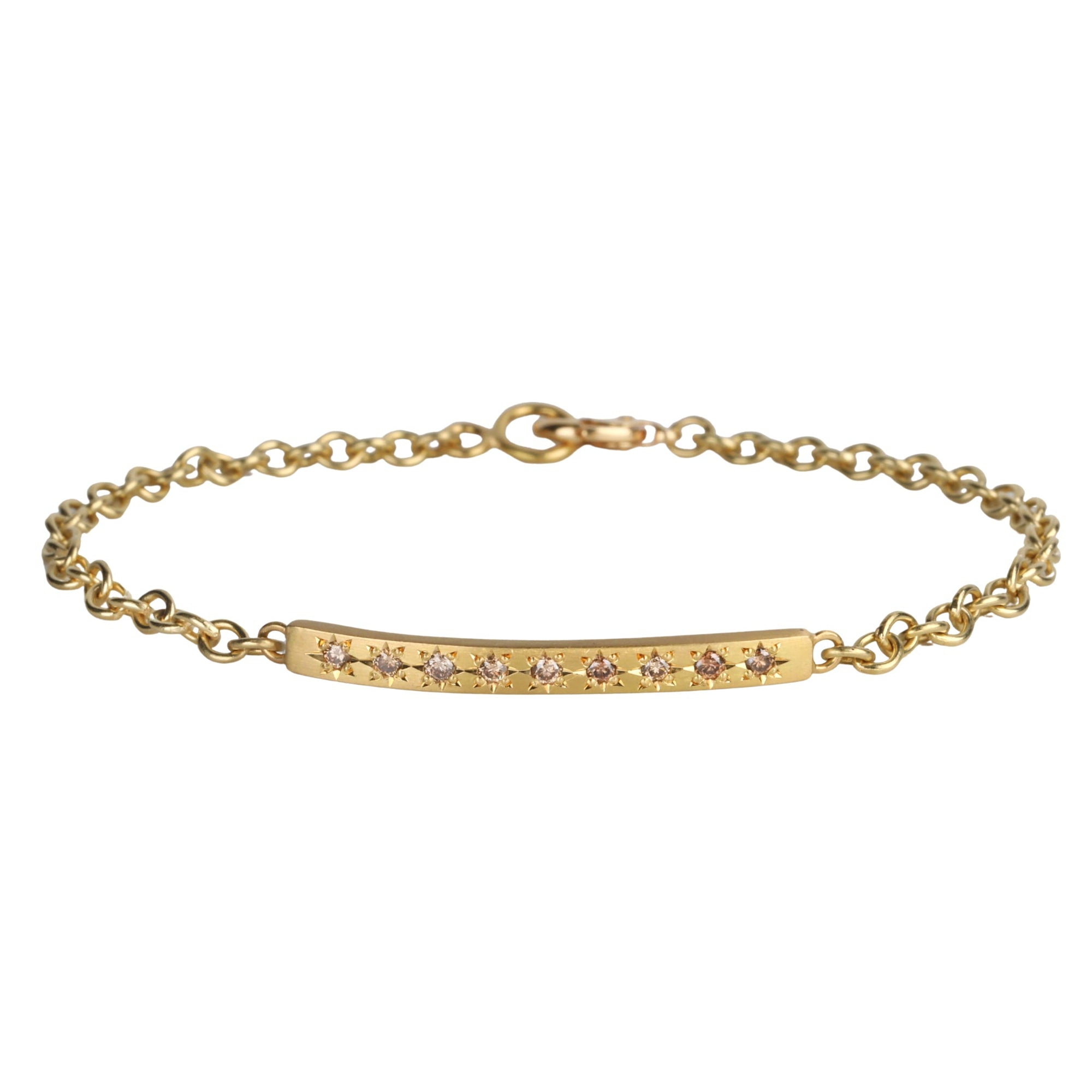 20K Gold Star - Set Cognac Diamond Bar Bracelet - Peridot Fine Jewelry - Caroline Ellen