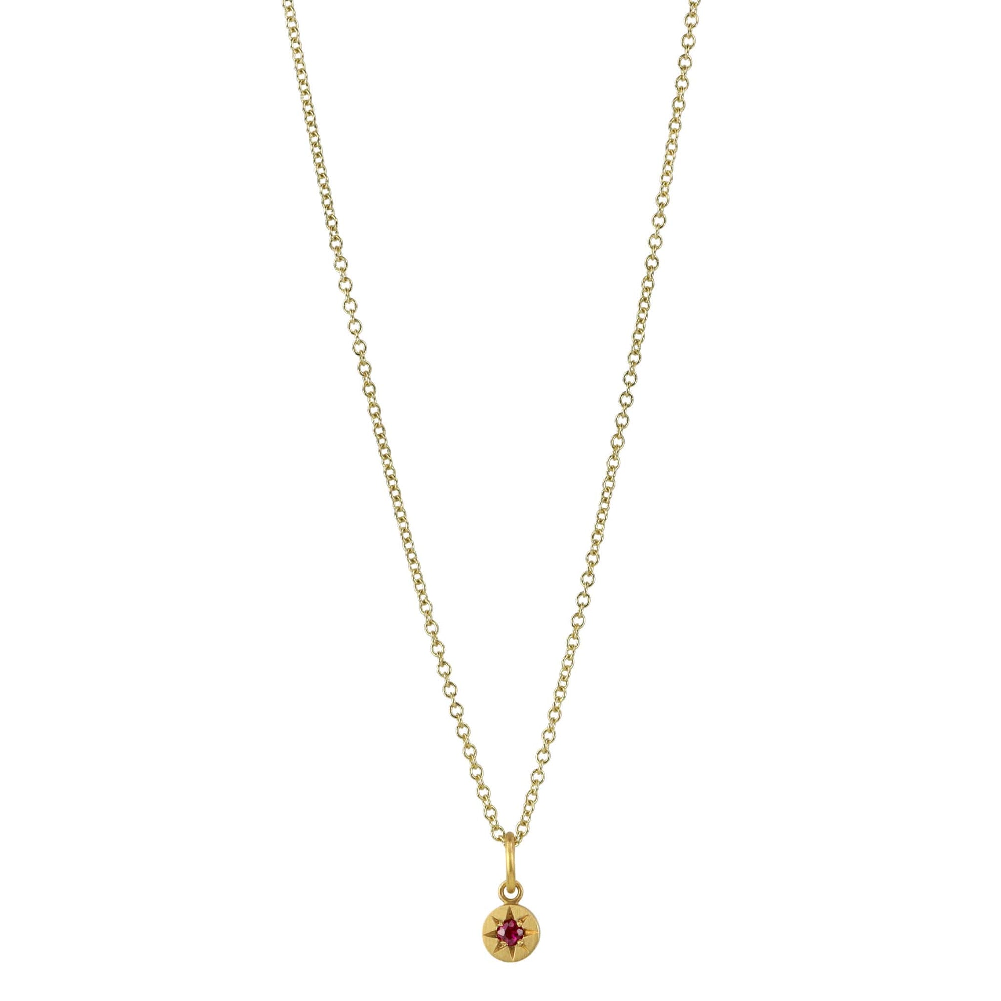 20K Gold Star-Set Ruby &quot;Tablet&quot; Pendant - Peridot Fine Jewelry - Caroline Ellen