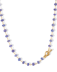 20K Hand - Wrapped Cabochon Tanzanite Beaded Necklace - Peridot Fine Jewelry - Caroline Ellen