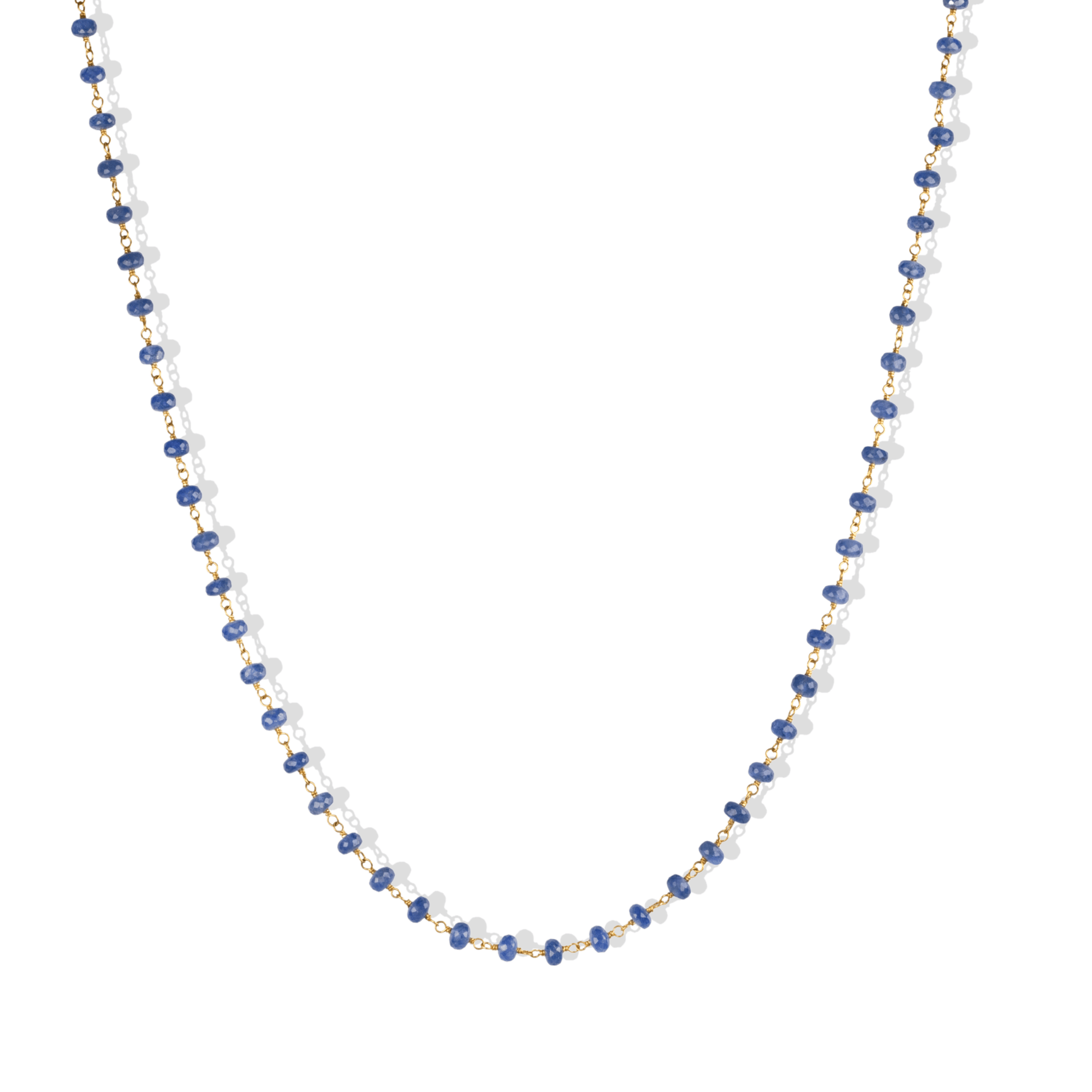 20K Hand - Wrapped Faceted Blue Sapphire Beaded Necklace - Peridot Fine Jewelry - Caroline Ellen