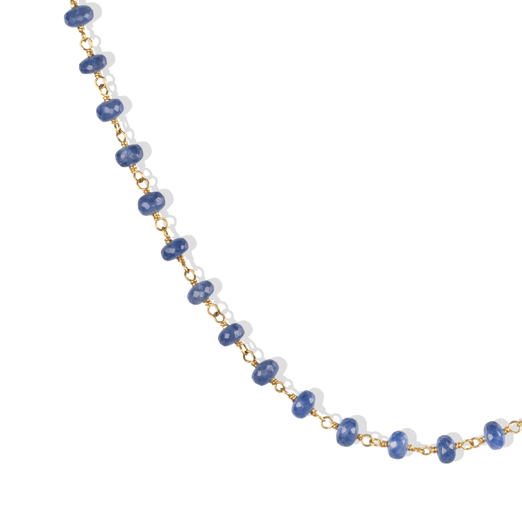 20K Hand - Wrapped Faceted Blue Sapphire Beaded Necklace - Peridot Fine Jewelry - Caroline Ellen