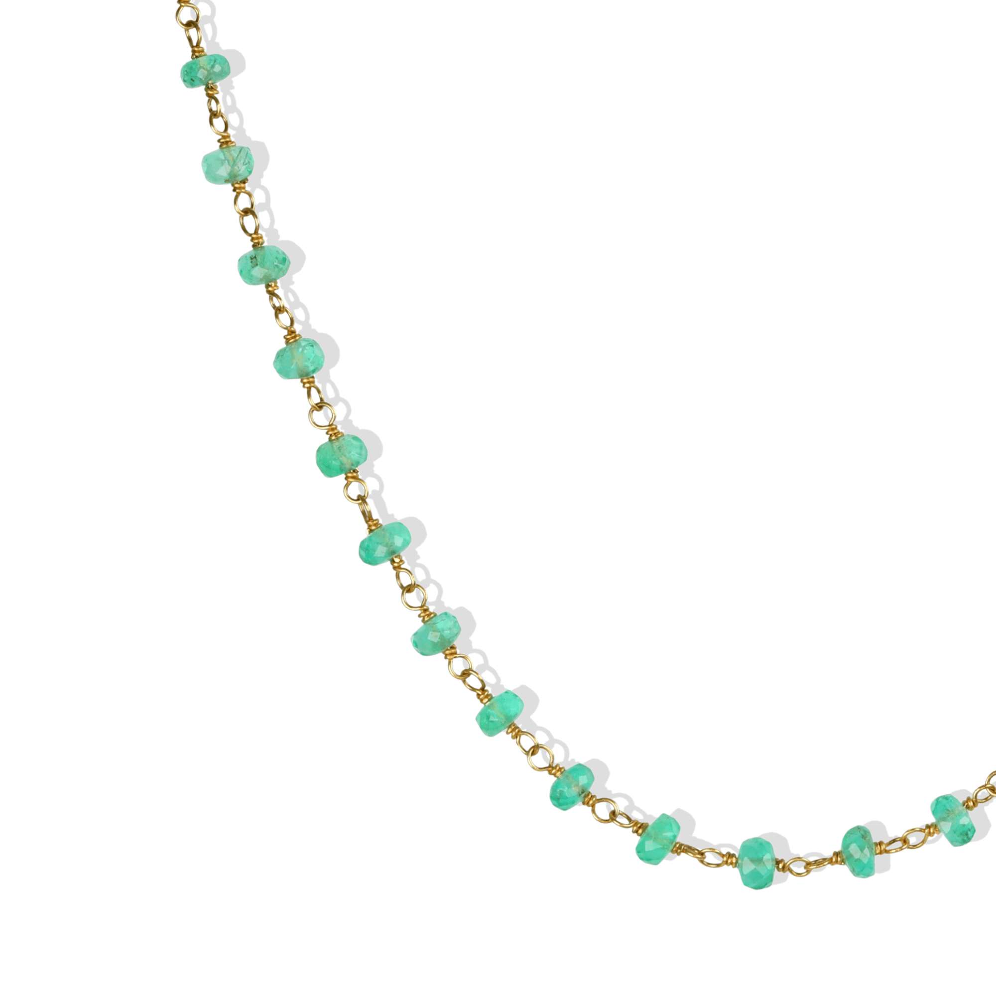20K Hand - Wrapped Faceted Green Emerald Beaded Necklace - Peridot Fine Jewelry - Caroline Ellen