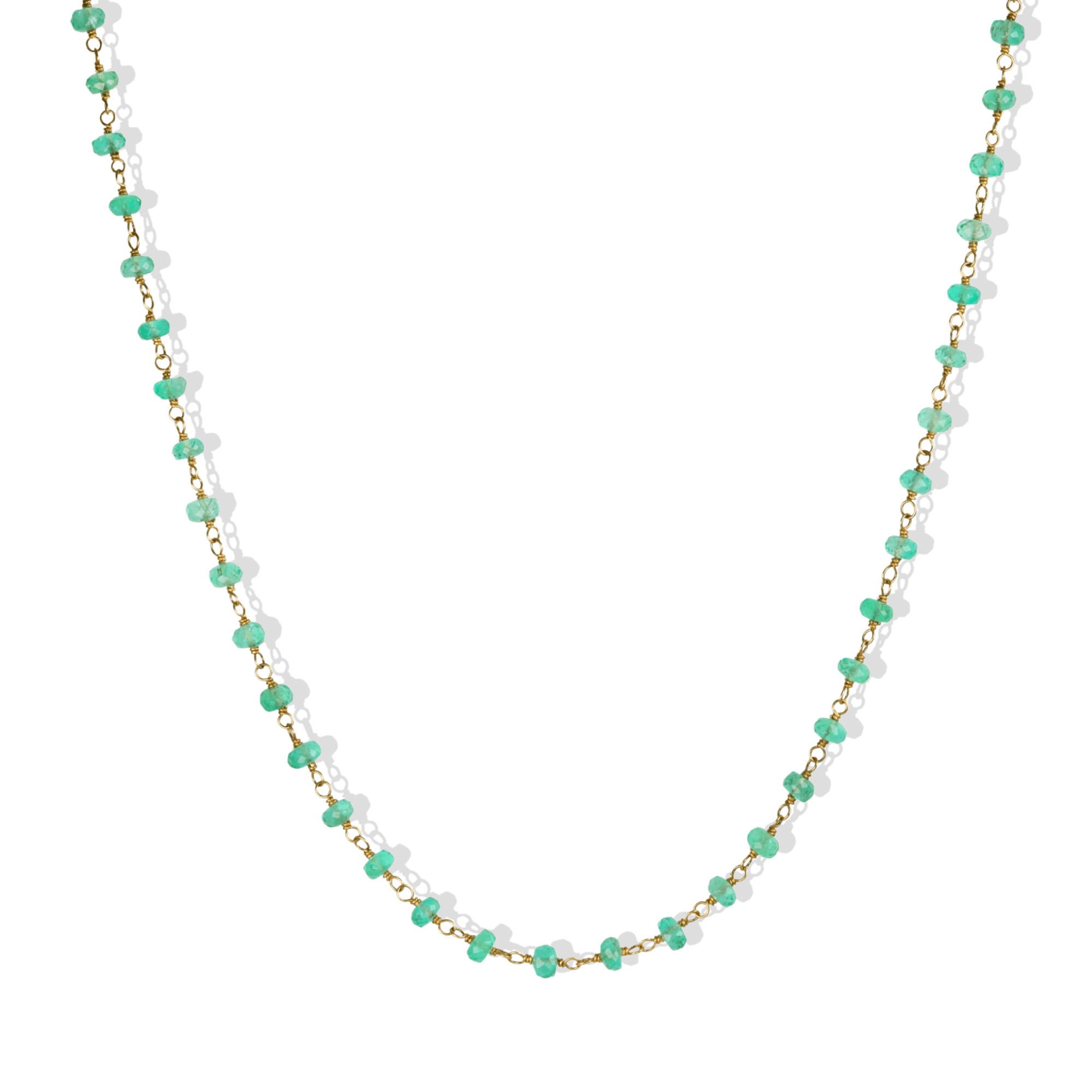 20K Hand - Wrapped Faceted Green Emerald Beaded Necklace - Peridot Fine Jewelry - Caroline Ellen