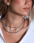 20K Hand - Wrapped Faceted Oval Chalcedony Beaded Necklace - Peridot Fine Jewelry - Caroline Ellen